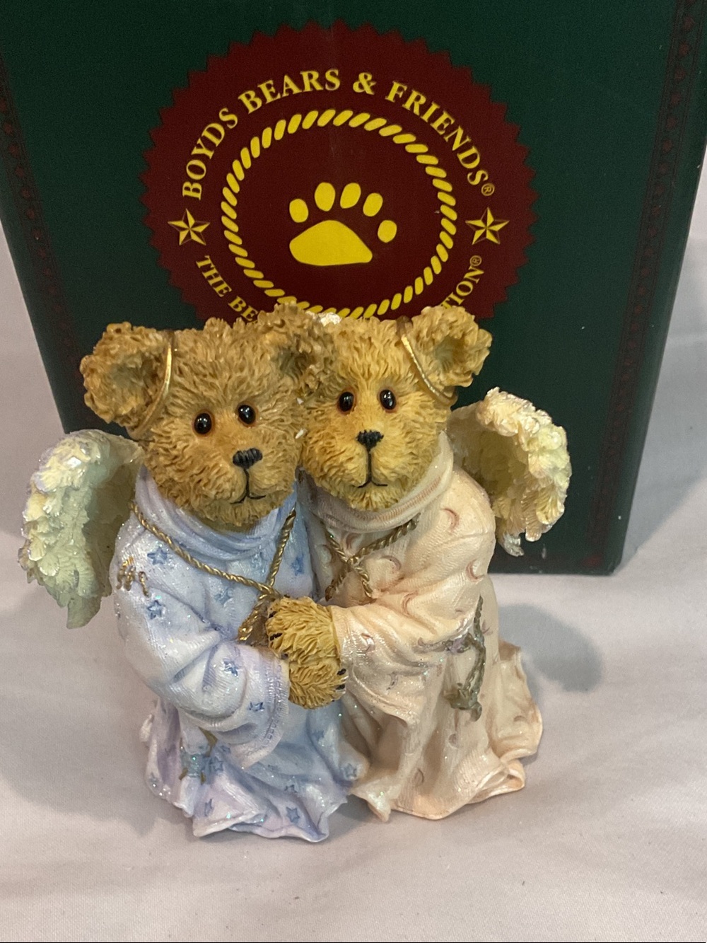 Boyds Bears Angelic Twin Bears Figurine - Blue and Cream